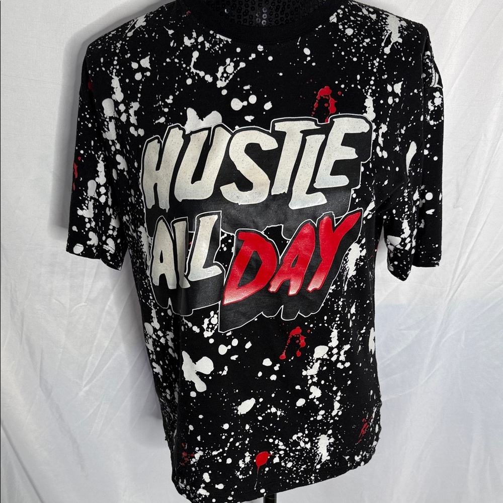 Hustle All Day Black Graphic T-Shirt